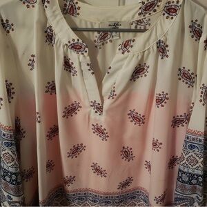 Max Studio Cream and Pink Paisley Blouse